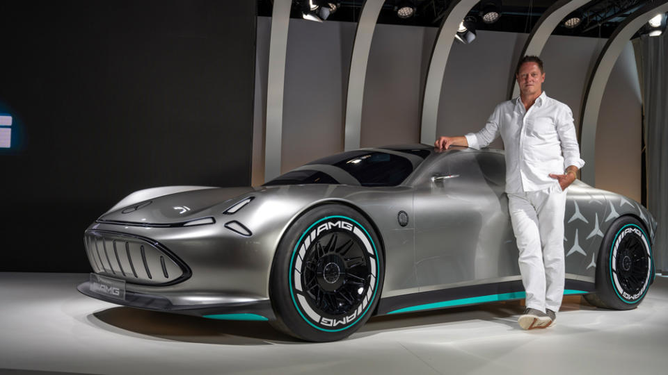 Gorden Wagener, Mercedes-Benz’s chief design officer, alongside the Vision AMG. - Credit: Mercedes-Benz AG