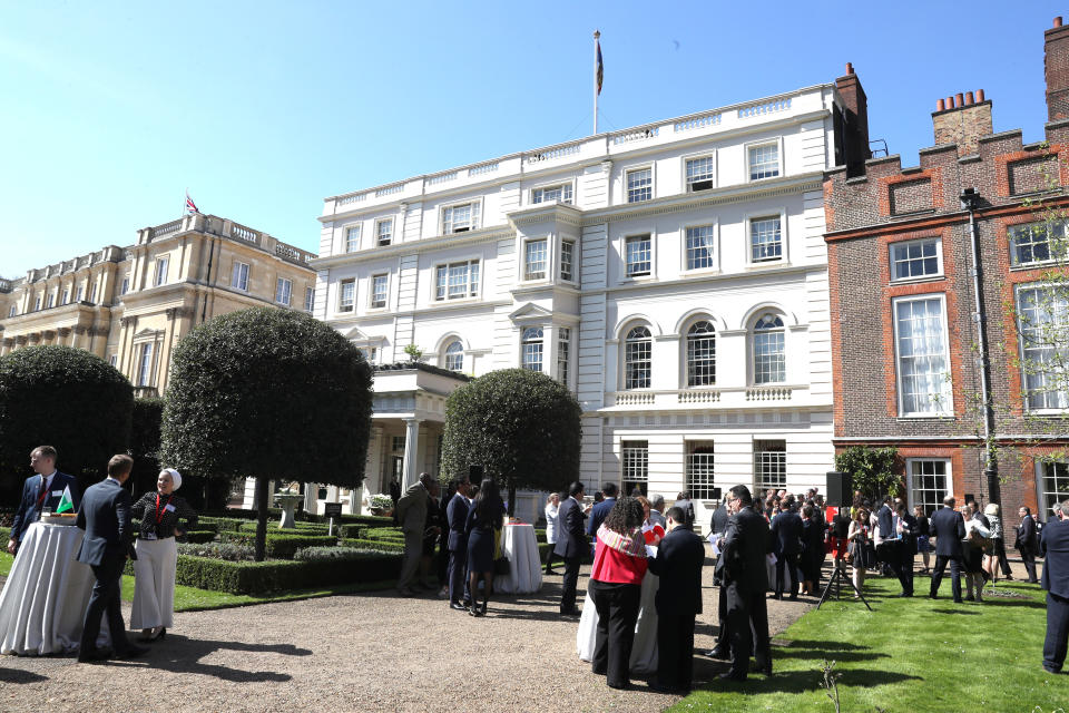 Britain's Prince Charles hosts a reception for The Prince's Trust International during the Commonwealth Heads of Government Meeting at Clarence House Gardens in London, Britain, April 18, 2018. Chris Jackson/Pool via Reuters