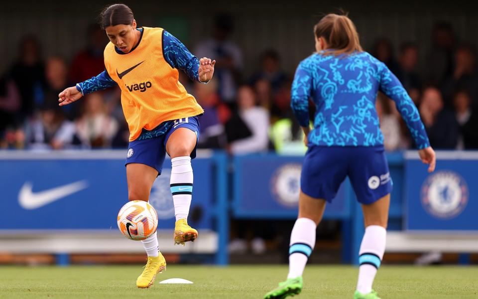 Sam Kerr (L) - Chelsea vs Manchester City live: Score and latest updates from the Women's Super League  - GETTY IMAGES