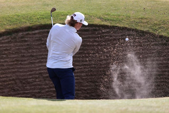 Jediah Morgan plays out of a bunker on the 13th hole