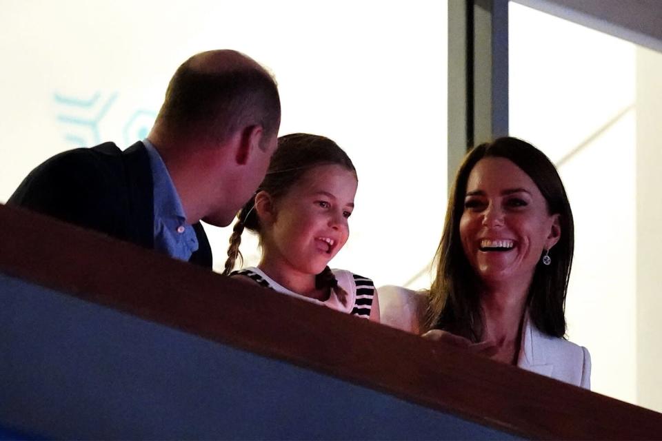 The Duke and Duchess of Cambridge with Princess Charlotte watching the Artistic Gymnastics at Arena Birmingham on day five of the 2022 Commonwealth Games in Birmingham. Picture date: Tuesday August 2, 2022.