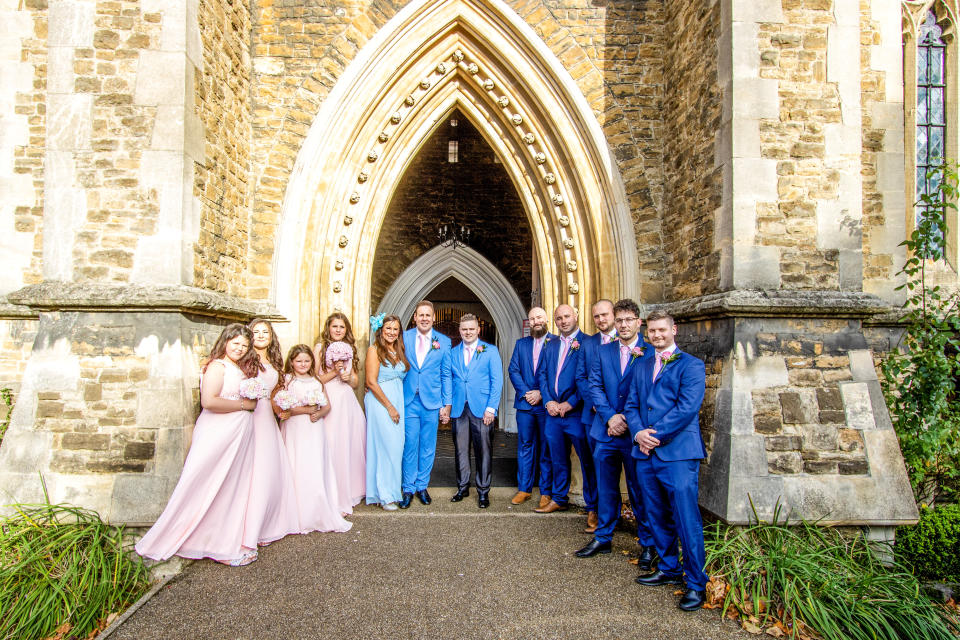 The happy couple had planned to wait to marry but, after a family health issue, decided to go ahead with the ceremony. (SWNS)