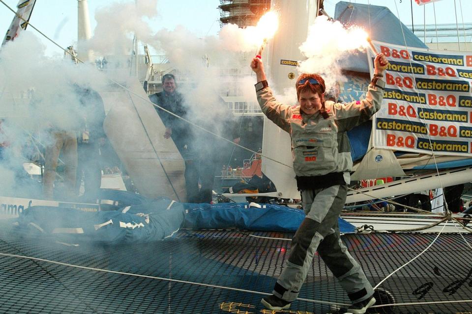 Ellen MacArthur celebrates breaking the record (Chris Ison/PA) (PA Archive)