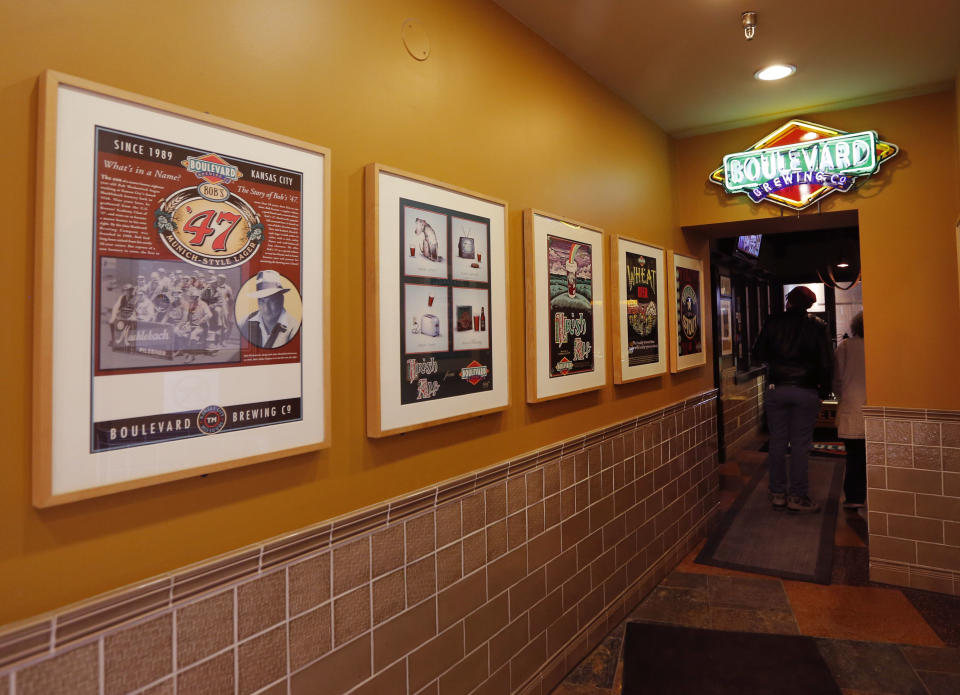 This Feb. 12, 2014 photo shows the entrance of the tasting room and gift shop at Boulevard Brewing Company in Kansas City, Mo. Boulevard Brewing Co., Kansas City’s biggest brewer and maker of the coveted Chocolate Ale and other beer, holds free 45-minute tours that showcase Boulevard’s history and brewing process and end at the tasting room. (AP Photo/Orlin Wagner)