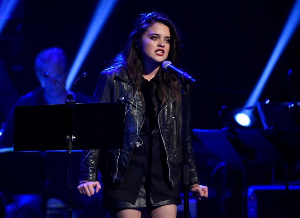 Sky Ferreira performs at the David Lynch Foundation Music Celebration at the Theatre at Ace Hotel on Wednesday, April 1, 2015, in Los Angeles. (Photo by Chris Pizzello/Invision/AP)