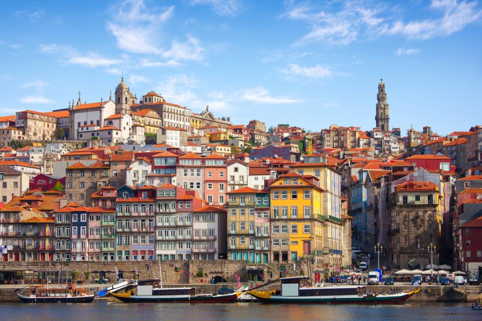 Scenic view on the historical part of Porto and the Douro river, Portugal.