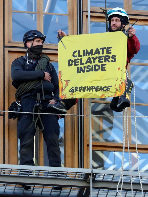 Greenpeace protests outside the EU Council headquarters in Brussels