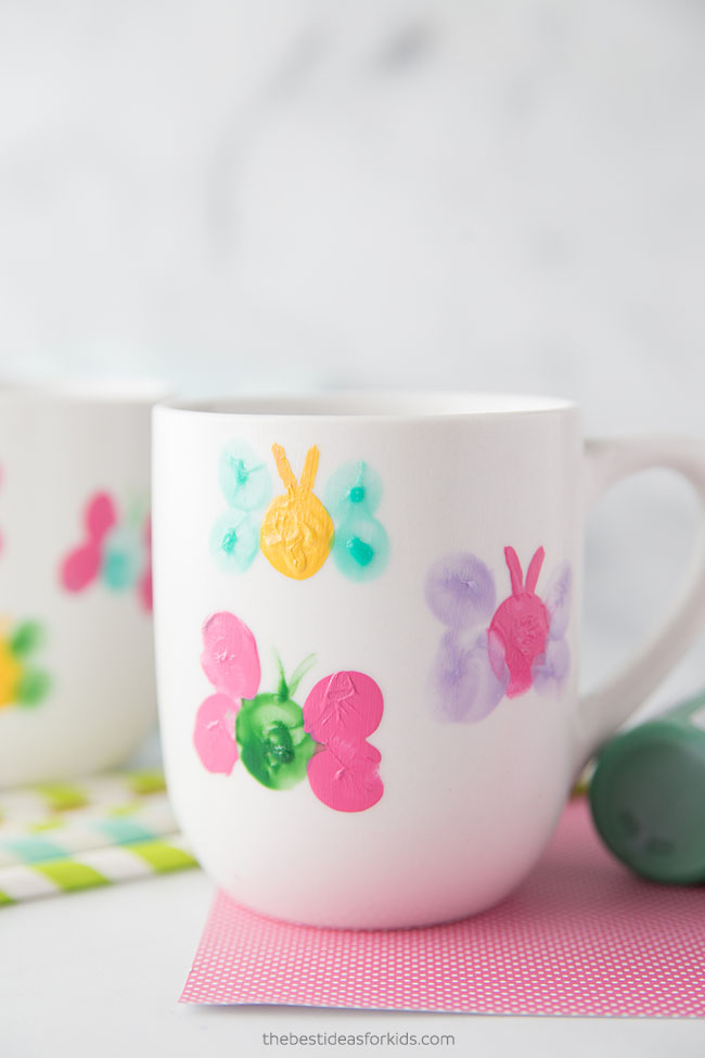 mothers day crafts for kindergarteners fingerprint butterfly mug painting