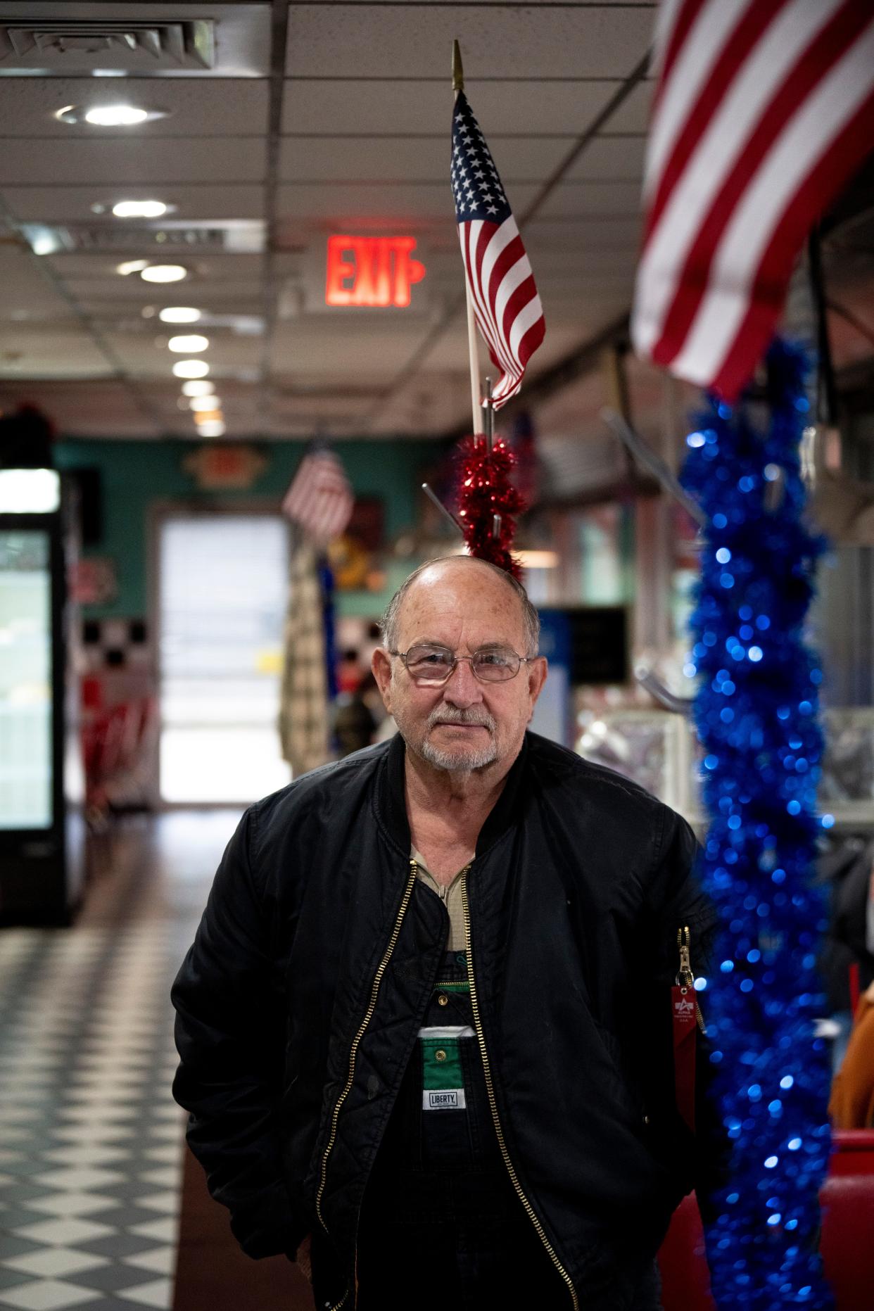 Dan Music, 74, of Highland County, stands at a diner in Seaman.