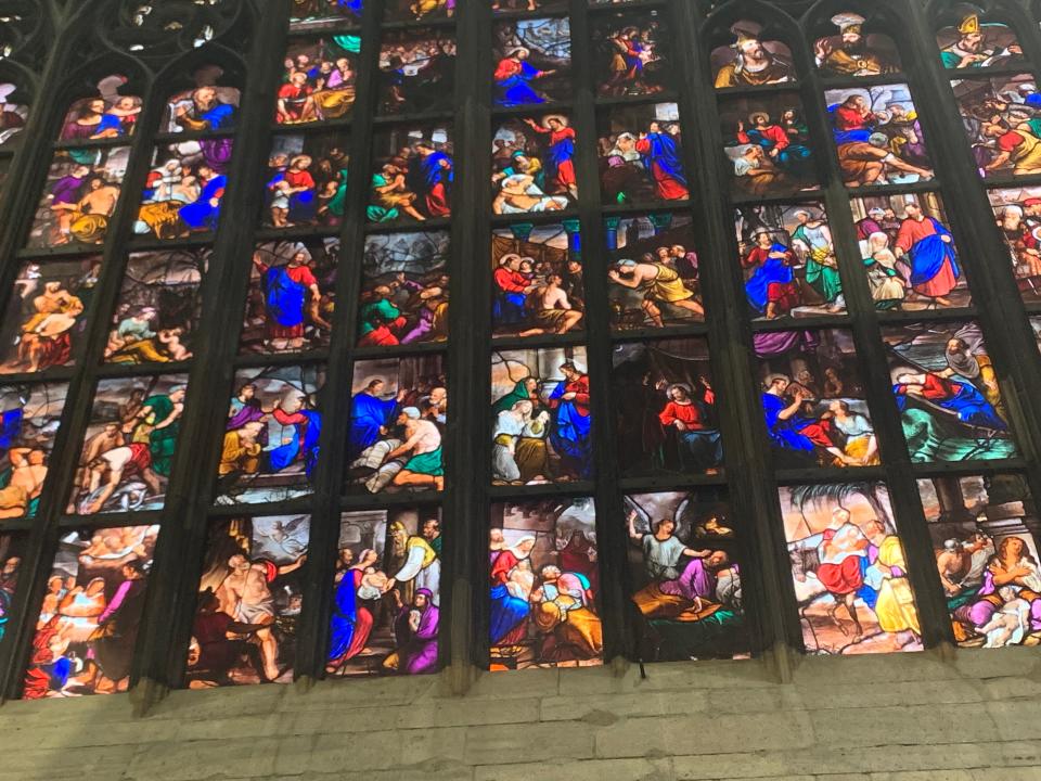 Stained glass panel in the Duomo