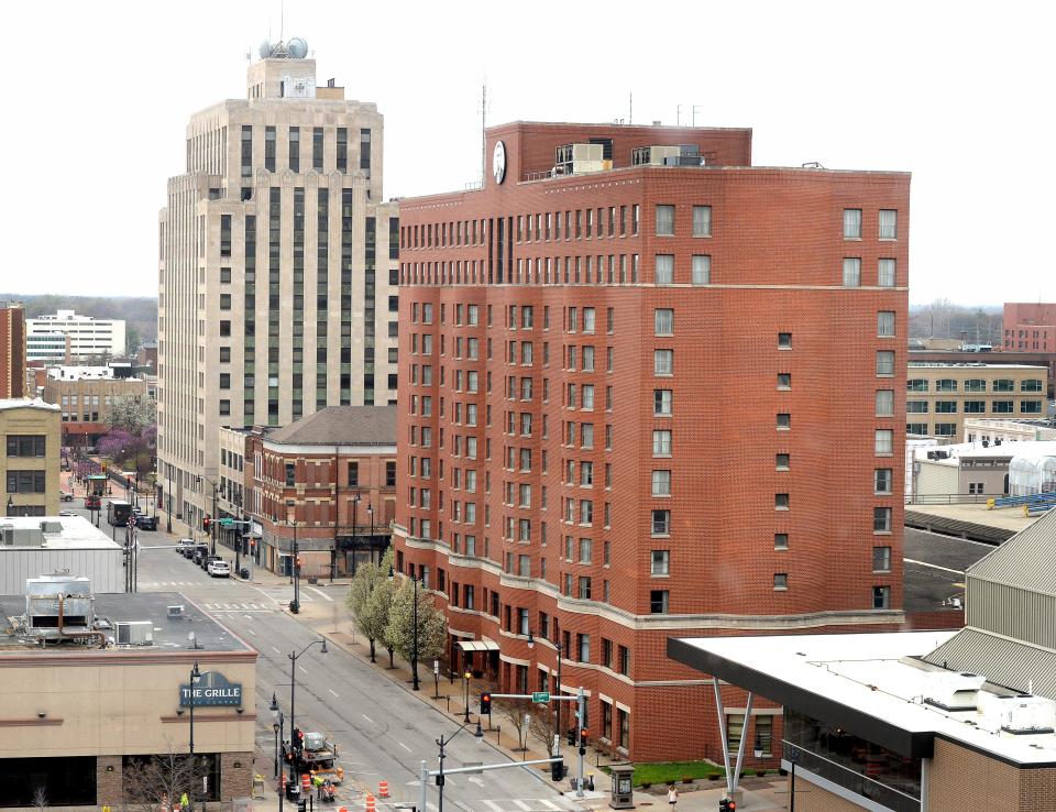 An aerial view of the Springfield area is seen on Monday, April 1, 2024.