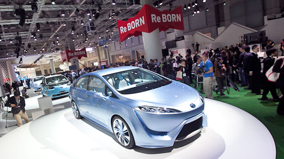 Highlights from Toyota include the FCV-R concept, a hydrogen-powered car with a 435 mile range.