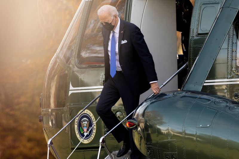 President Biden walks to the White House from Marine One following a trip to Maryland