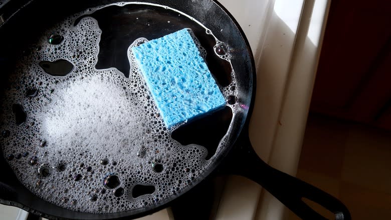 Washing cast iron with soap