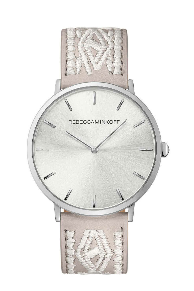 <p><em>$125</em></p><p><a rel="nofollow noopener" href="http://shop.nordstrom.com/s/rebecca-minkoff-leather-strap-watch-40mm/4658552" target="_blank" data-ylk="slk:BUY NOW;elm:context_link;itc:0;sec:content-canvas" class="link ">BUY NOW</a></p><p>This embroidered leather watch features a stainless steel head. Plus, it's compatible with all of designer Rebecca Minkoff's chic, interchangeable straps! </p>