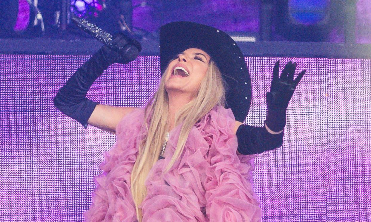 <span>Glasto goes country … Shania Twain performing on the Pyramid stage.</span><span>Photograph: Alecsandra Raluca Drăgoi/The Guardian</span>