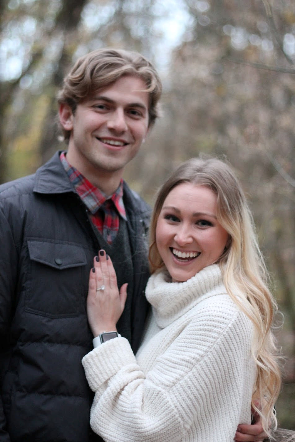 The happy couple after the proposal. [Photo: Getty]