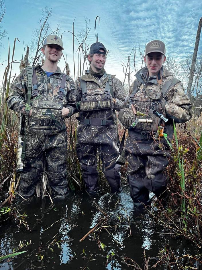 Ryan Carson, Barrett Neal and Ethan Franklin (left to right) on a hunting trip.
