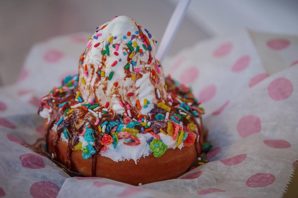 The donut sundae at Fluffy's Donuts is ridiculously good. With a Fruity Pebble-encrusted donut topped with rich vanilla ice cream, sprinkles and hot fudge it's simultaneously sweet and cooling on a warm day.