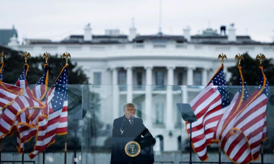 Donald Trump speaks to supporters from the Ellipse near the White House on January 6.