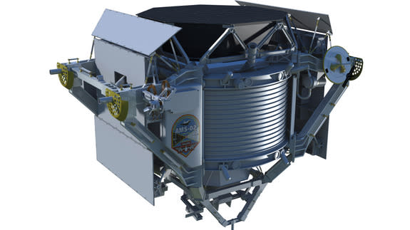 Artist's concept of the Alpha Magnetic Spectrometer, a particle physics detector that will be installed on the starboard truss of the International Space Station.