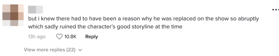 Person commenting that maybe this was the reason Jake was replaced on the "The Fosters" which they say "ruined the character's good storylline"