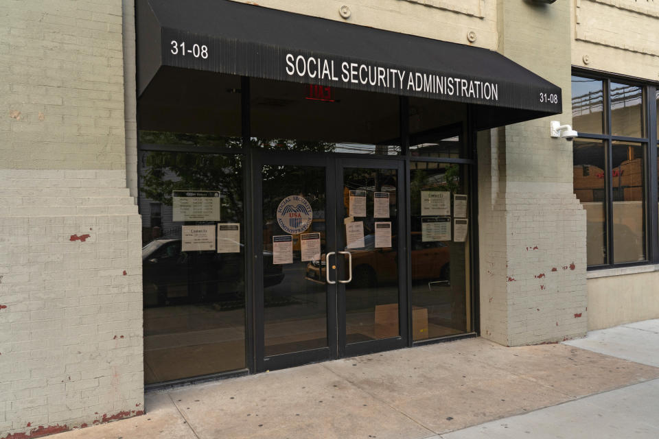 NEW YORK, UNITED STATES - APRIL 16, 2020: A Social Security Administration office in Astoria Queens is pictured closed amid the COVID-19 pandemic in New York City.- PHOTOGRAPH BY Ron Adar / Echoes Wire/ Barcroft Studios / Future Publishing (Photo credit should read Ron Adar / Echoes Wire/Barcroft Media via Getty Images)