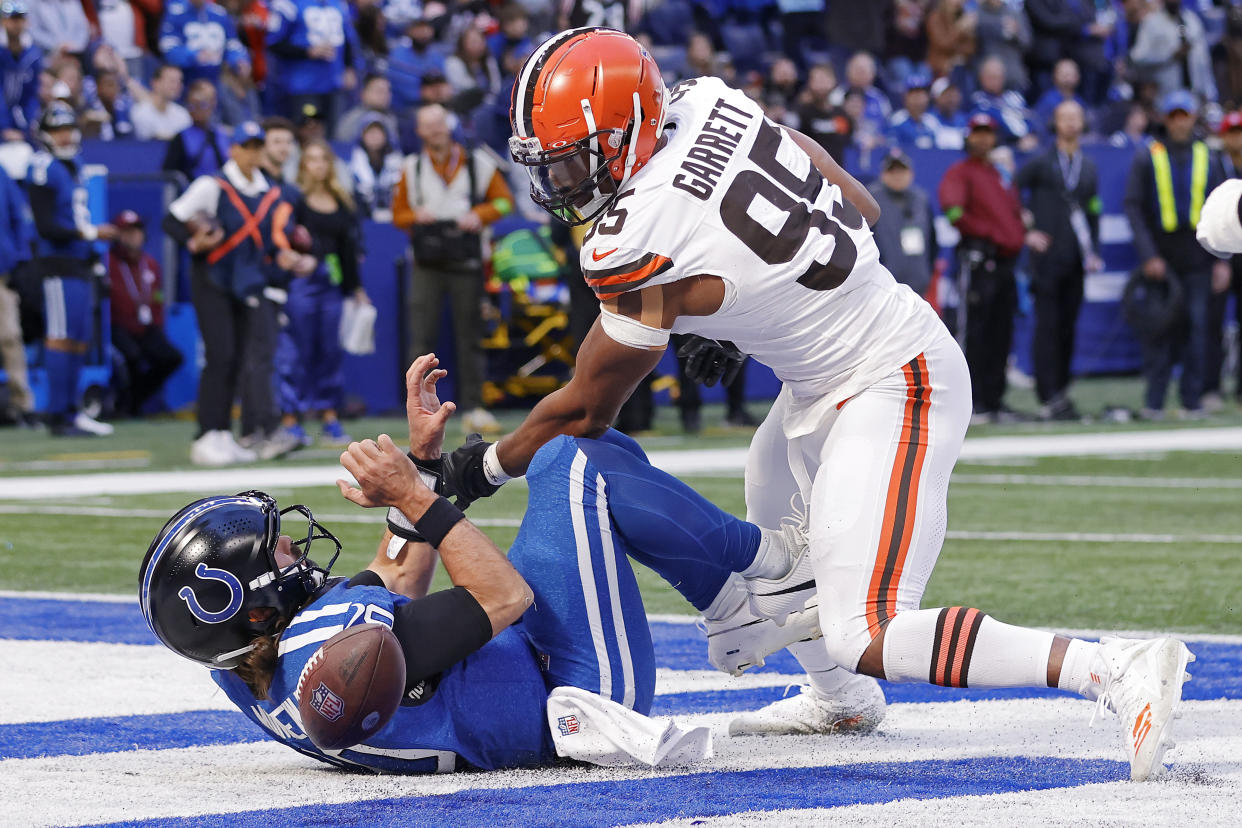 Myles Garrett was a one-man wrecking crew against the Colts. (Photo by Justin Casterline/Getty Images)