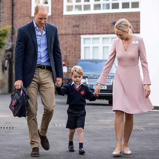 The little prince looked scared and anxious as he made his way inside. Photo: Getty Images