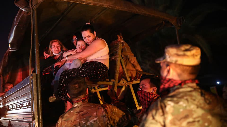 Residents being evacuated by the military in Valparaiso, Chile. - Lucas Aguayo Araos/Anadolu/Getty Images