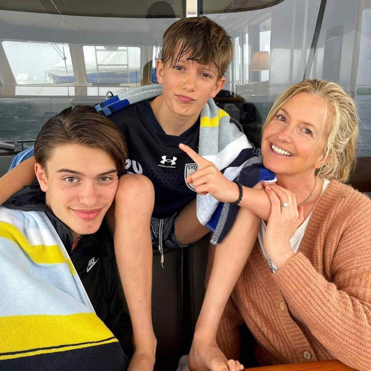Rod Stewart's Wife Penny Lancaster Smiles with Sons and Lets Aiden Give ...