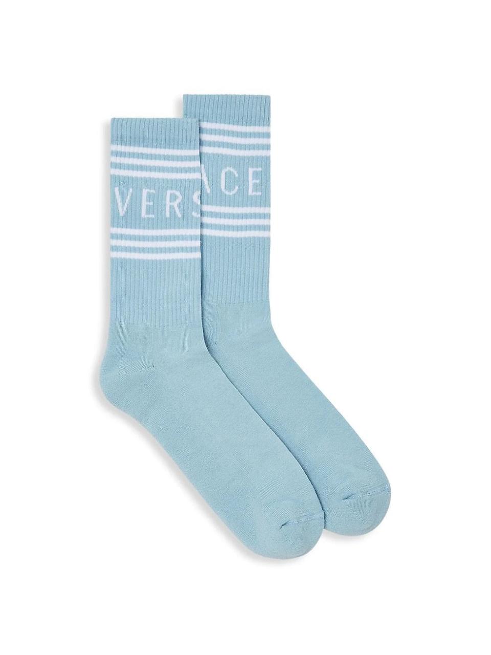 4) Versace Logo Crew Socks