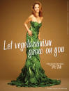 <p>Plenty of famous greens-loving women, including Tia Mowry and Cloris Leachman, have worn versions of PETA’s vegetarian dress, but obviously we’re most *excited* about Elizabeth Berkley’s turn. Let’s hope there weren’t any rabbits (or caffeine pills) on set that day. </p>