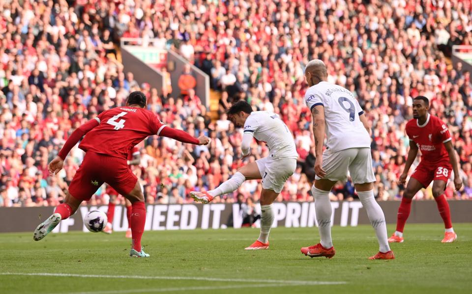 Son Heung-Min of Tottenham Hotspur scores his team's second goal