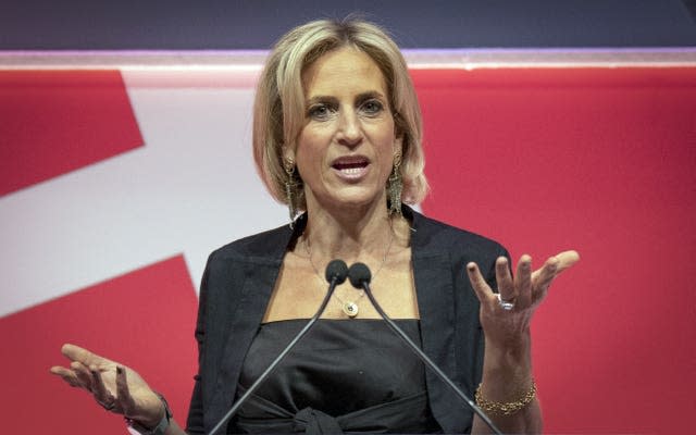 Emily Maitlis deliver a speech at the Edinburgh TV Festival