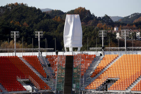 FILE PHOTO: The Olympic Plaza, the venue for the opening and closing ceremony of the PyeongChang 2018 Winter Olympic Games, is seen in Pyeongchang, South Korea, October 30, 2017. REUTERS/Kim Hong-Ji/File Photo