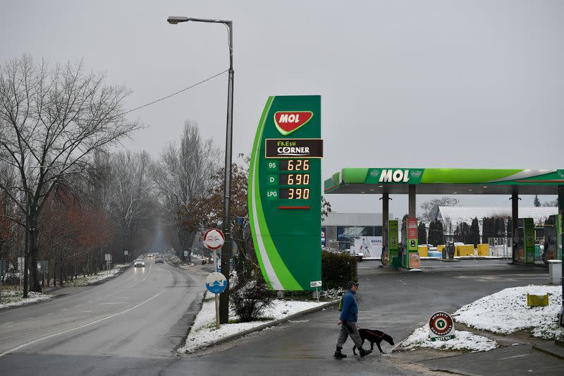 A gas station of Hungarian oil company MOL Group in Esztergom