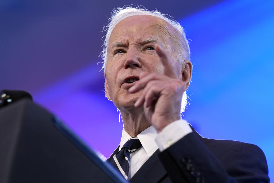 President Joe Biden speaks to Everytown for Gun Safety Action Fund's "Gun Sense University," at the Washington Hilton, Tuesday, June 11, 2024, in Washington. (AP Photo/Evan Vucci)