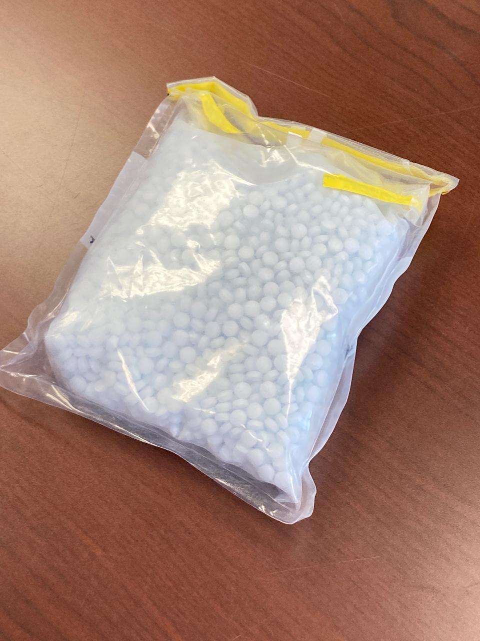 Bag of "fake" or placebo fentanyl used to demonstrate what the drug looks like.