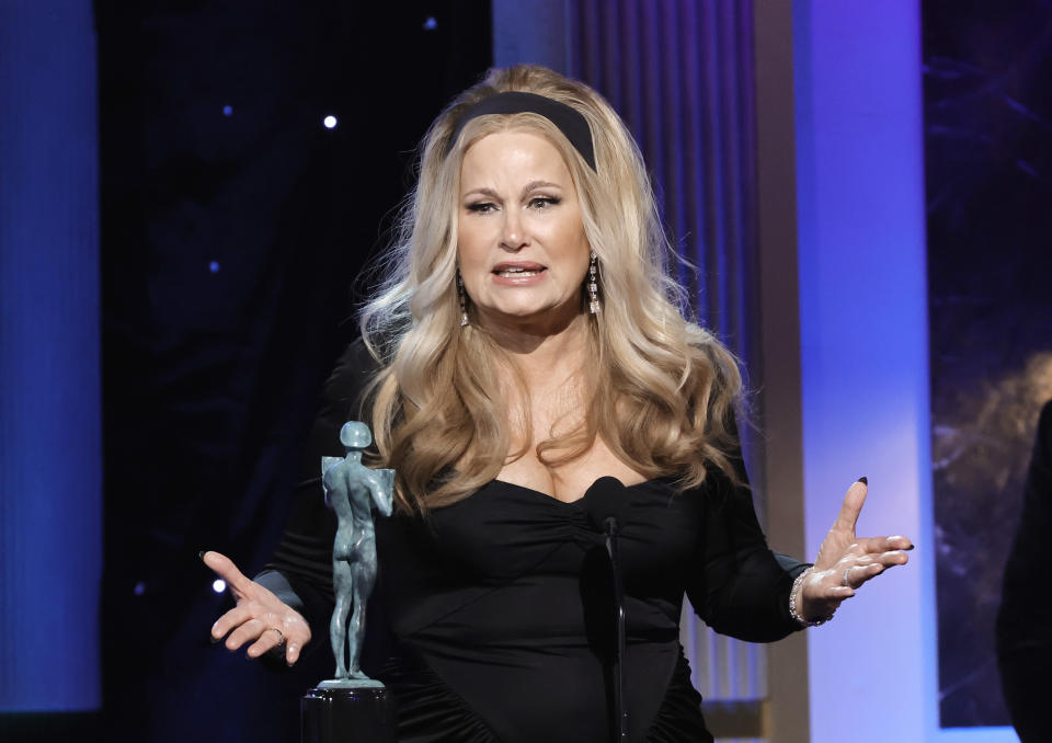 Jennifer Coolidge accepts her SAG Award for ‘The White Lotus’