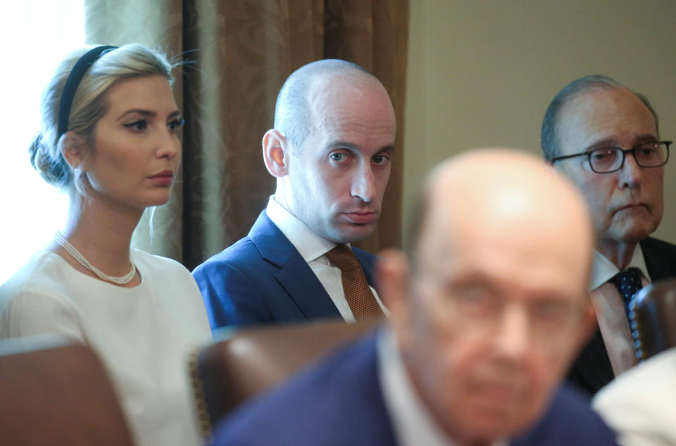 White nationalist White House adviser Stephen Miller during a cabinet meeting earlier this year. (Photo: Leah Millis / Reuters)