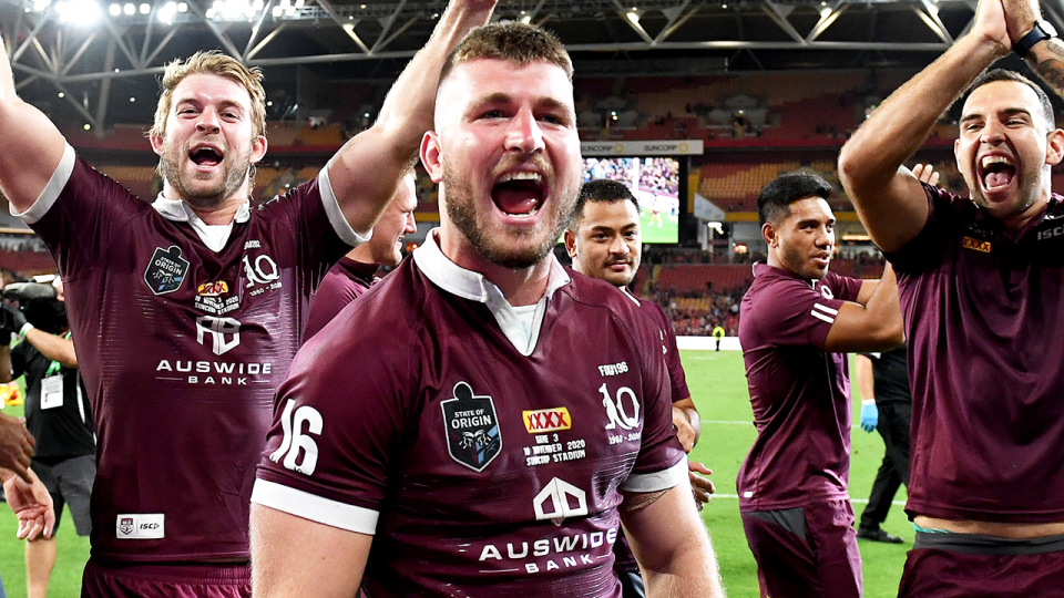 Jai Arrow (pictured) celebrating after a Queensland win.