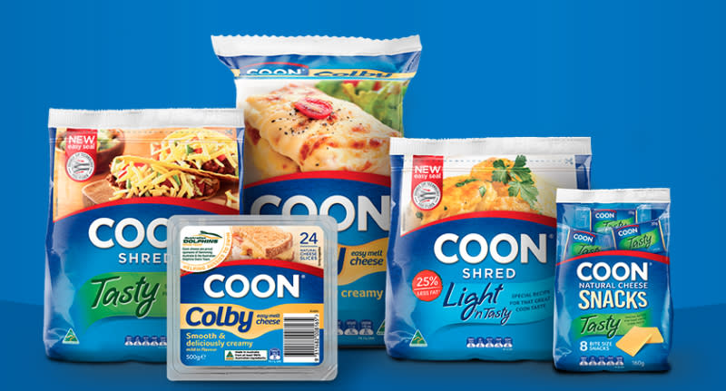 Coon cheese products are pictured.