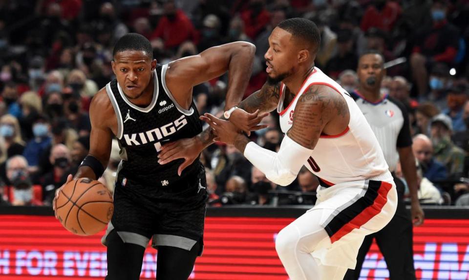 De’Aaron Fox had 27 points, five rebounds and eight assists in Sacramento’s 124-121 season-opening victory at Portland on Wednesday night.