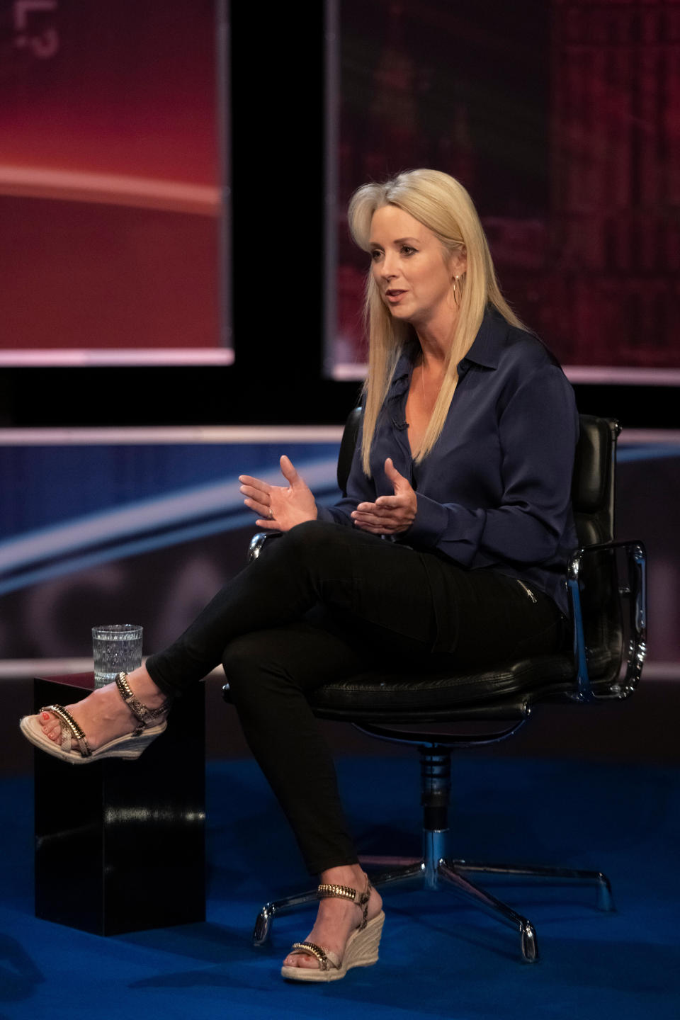 Isabel Oakeshott speaking at Channel 5's 'Are Politicians Up to It?' debate, hosted by Jeremy Vine at the Hospital Club in London.