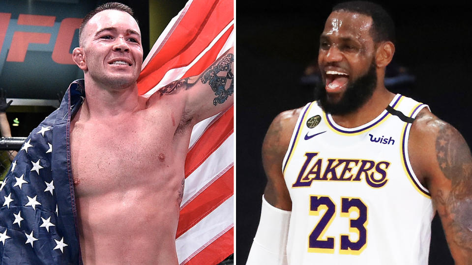 Colby Covington and LeBron James, pictured here in the UFC and NBA.