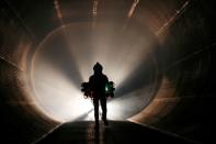 FILE PHOTO: Richard Browning, Chief Test Pilot and CEO of Gravity Industries, wears a Jet Suit during a demonstration at Bentwaters Park, Woodbridge