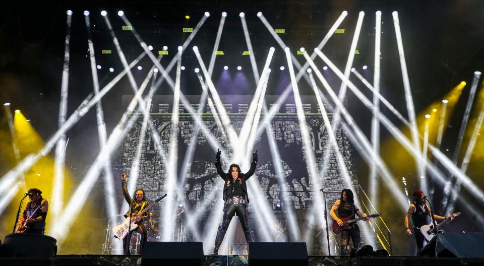 Alice Cooper performs under a striking light display at the 2022 Louder Than Life on Saturday. Sept. 24, 2022