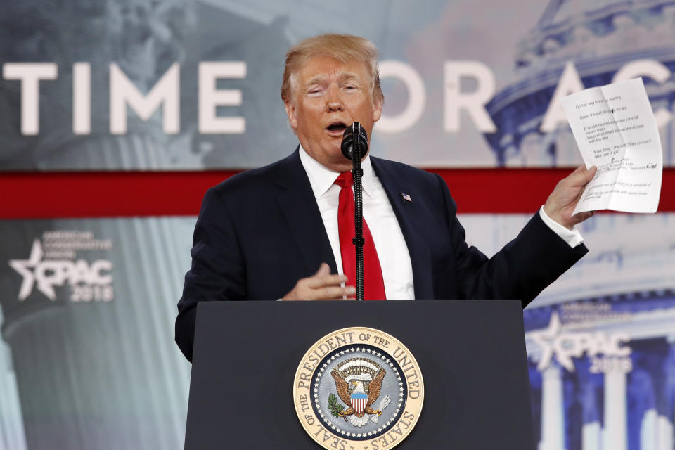 President Trump speaks at the Conservative Political Action Conference. (Photo: Jacquelyn Martin/AP)