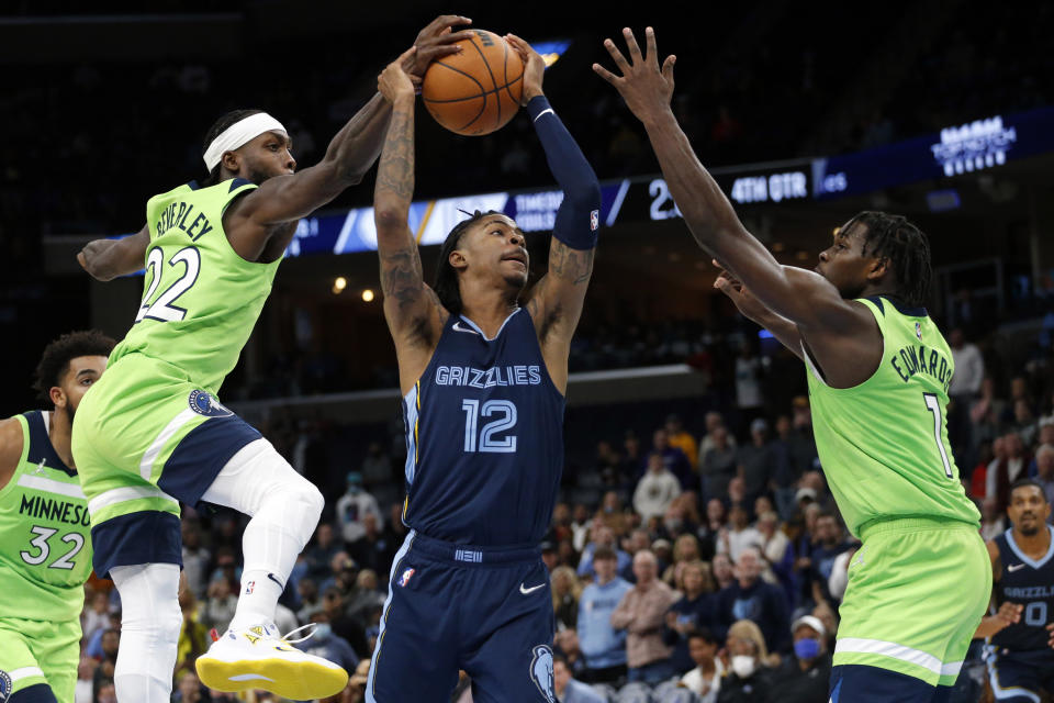 Patrick Beverley, Anthony Edwards and the Minnesota Timberwolves are tasked with slowing Memphis Grizzlies superstar Ja Morant in the first round of the NBA postseason. (Petre Thomas/USA Today Sports)